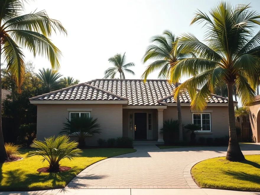 Concrete block and stucco single-storey home of the kind that fills Port St. Lucie